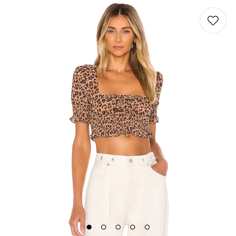 Superdown Lexi Smocked Top in Leopard Size Small